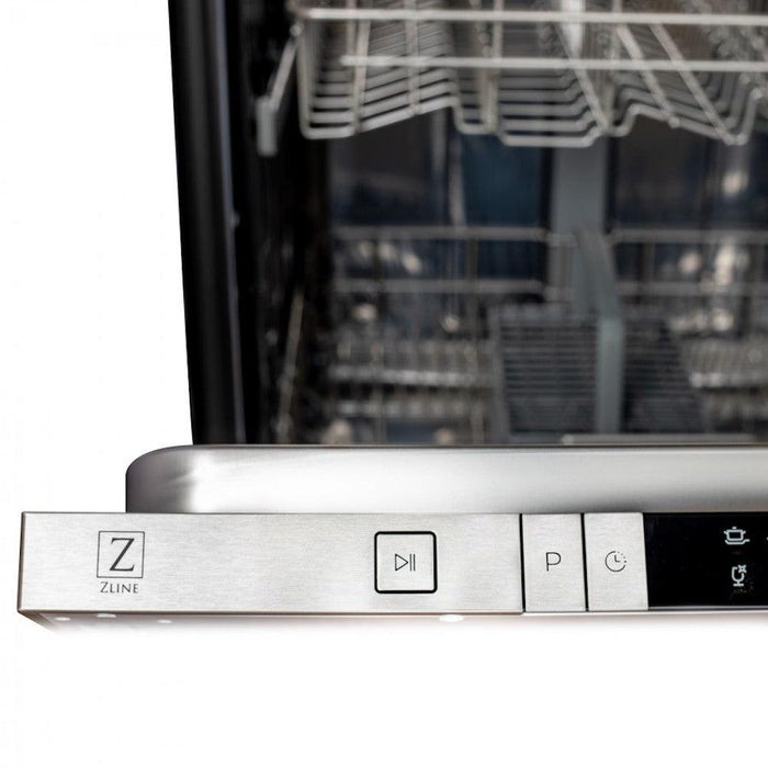 ZLINE 24 in. Stainless Steel Top Control Built-In Dishwasher with Stainless Steel Tub and Modern Style Handle, 52dBa (DW-304-24)