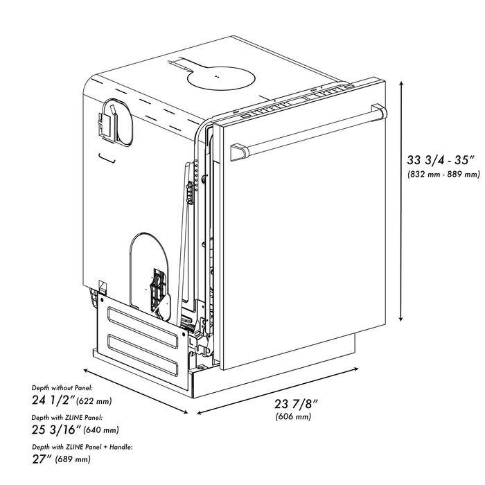 ZLINE 24 In. Monument Series 3rd Rack Top Touch Control Dishwasher in White Matte, 45dBa, DWMT-WM-24