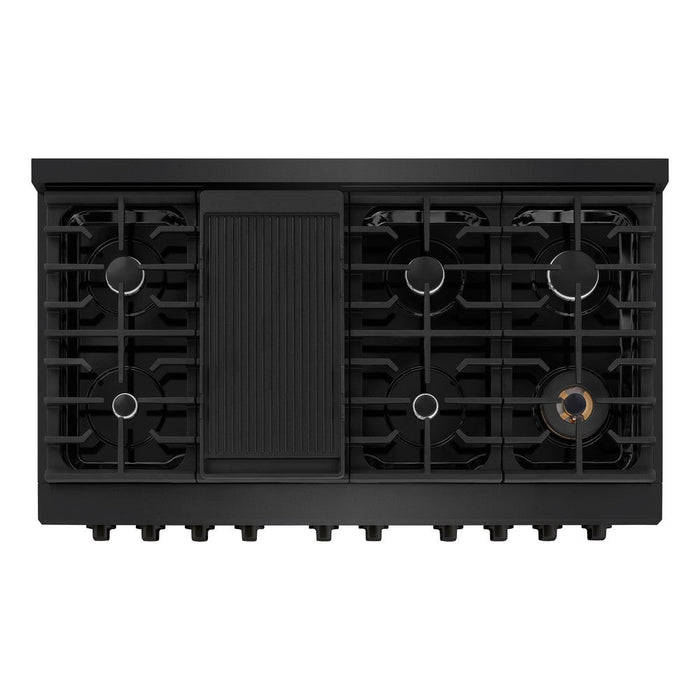 ZLINE 48" 6.7 cu. ft. Paramount Double Oven Dual Fuel Range with 8 Burners in Black Stainless Steel, SDRB-48