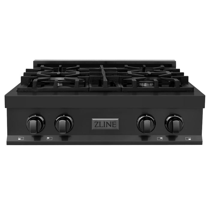 ZLINE Kitchen Package with 30 in. Black Stainless Steel Rangetop and 30 in. Convertible Range Hood (2KP-RTBRH30)