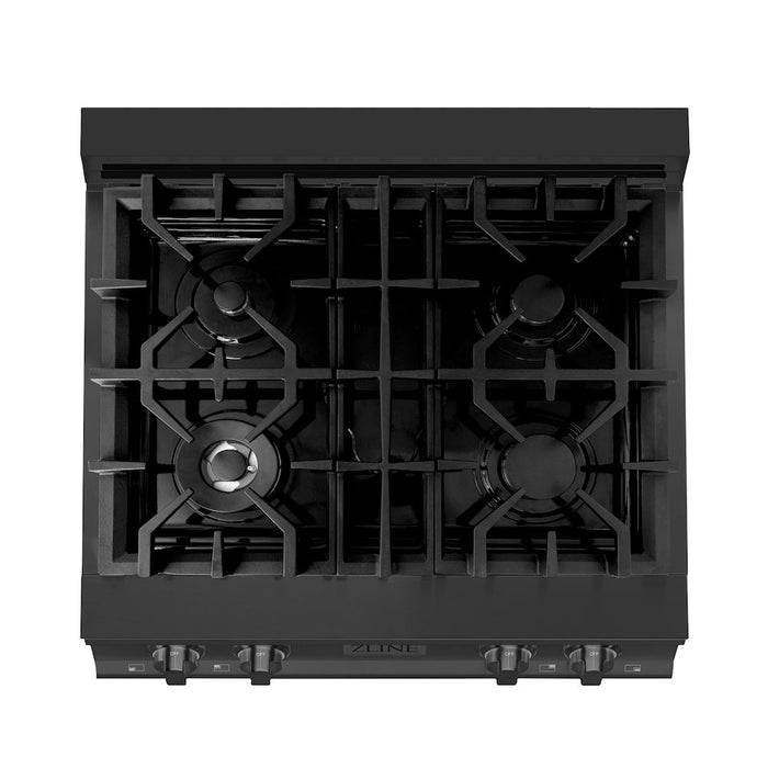 ZLINE Kitchen Package with 30 in. Black Stainless Steel Rangetop and 30 in. Convertible Range Hood (2KP-RTBRH30)