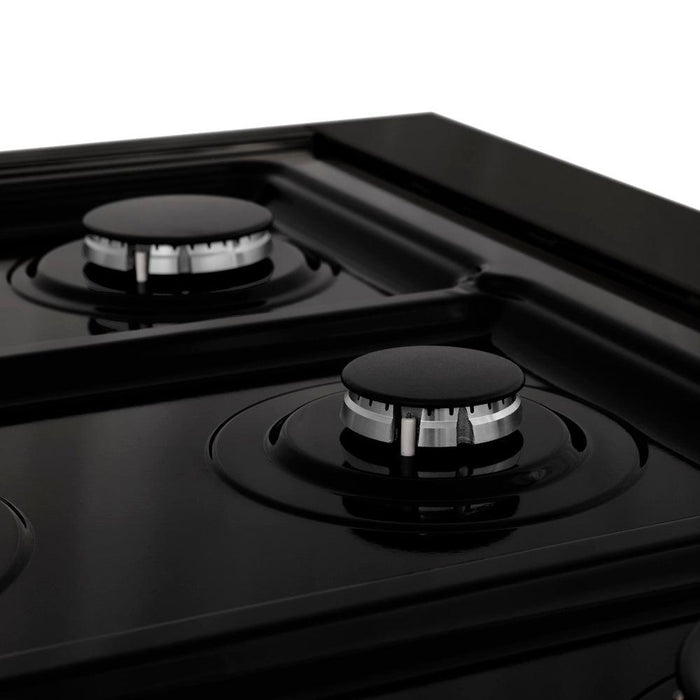 ZLINE 48 in. Porcelain Gas Rangetop in Black Stainless Steel with 7 Gas Brass Burners and Griddle (RTB-48)