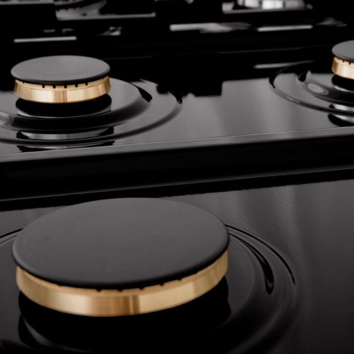 ZLINE 36 in. Porcelain Gas Rangetop in Black Stainless Steel with 6 Gas Brass Burners (RTB-BR-36)