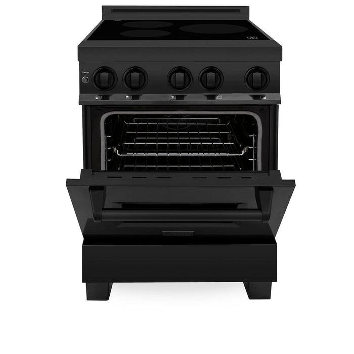 ZLINE 24 in. 2.8 cu. ft. Legacy Induction Range with 4 Element Cooktop and Electric Oven in Black Stainless Steel (RAIND-BS-24)