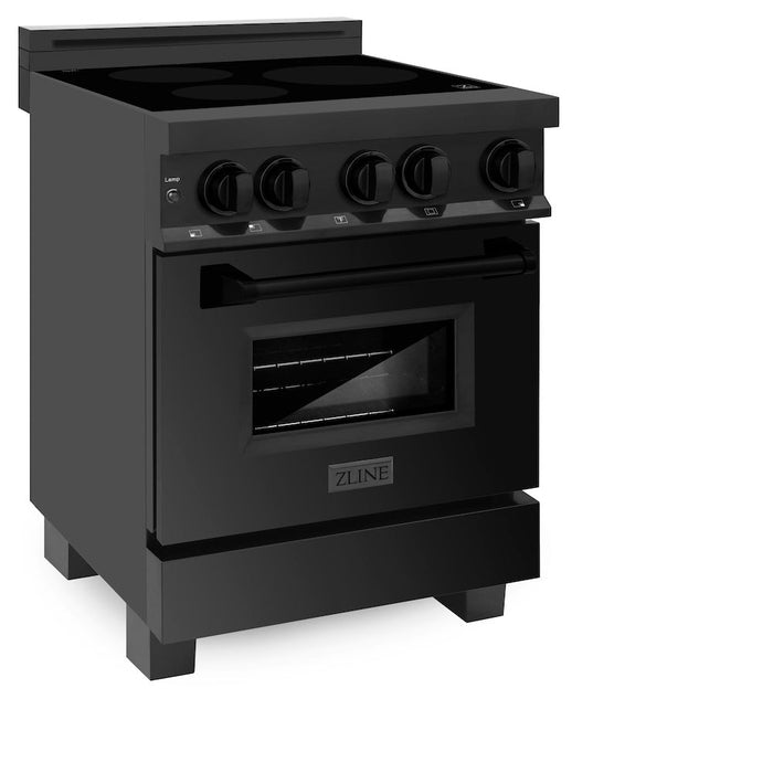 ZLINE 24 in. 2.8 cu. ft. Legacy Induction Range with 4 Element Cooktop and Electric Oven in Black Stainless Steel (RAIND-BS-24)