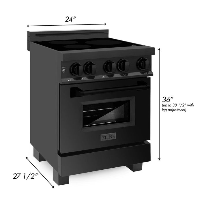 ZLINE 24 in. 2.8 cu. ft. Legacy Induction Range with 4 Element Cooktop and Electric Oven in Black Stainless Steel (RAIND-BS-24)