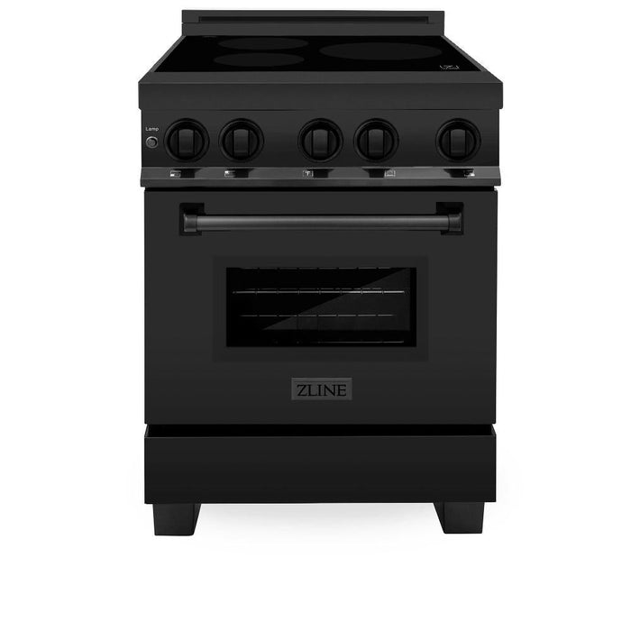 ZLINE 24 in. 2.8 cu. ft. Legacy Induction Range with 4 Element Cooktop and Electric Oven in Black Stainless Steel (RAIND-BS-24)