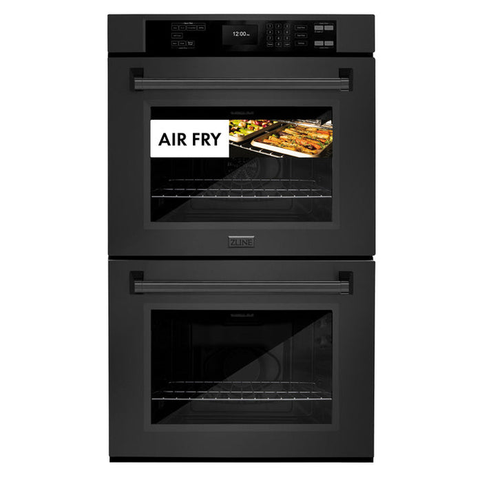 ZLINE 30" Professional Double Wall Oven with Air Fry and Self-Clean in Black Stainless Steel, WADB-30