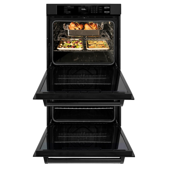 ZLINE 30 in. Professional True Convection Double Wall Oven with Air Fry and Self Clean in Black Stainless Steel (WADB-30)