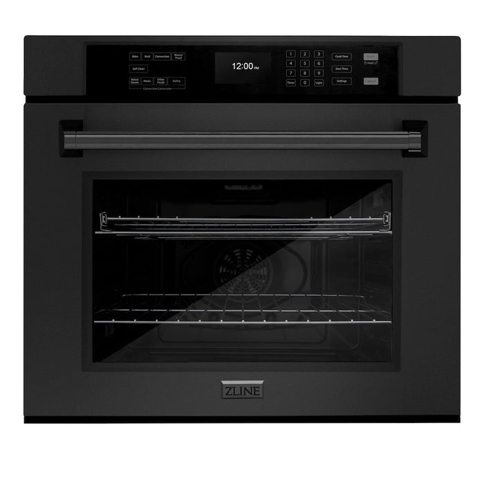 ZLINE Kitchen Package with 36 in. Black Stainless Steel Rangetop and 30 in. Single Wall Oven (2KP-RTBAWS36)