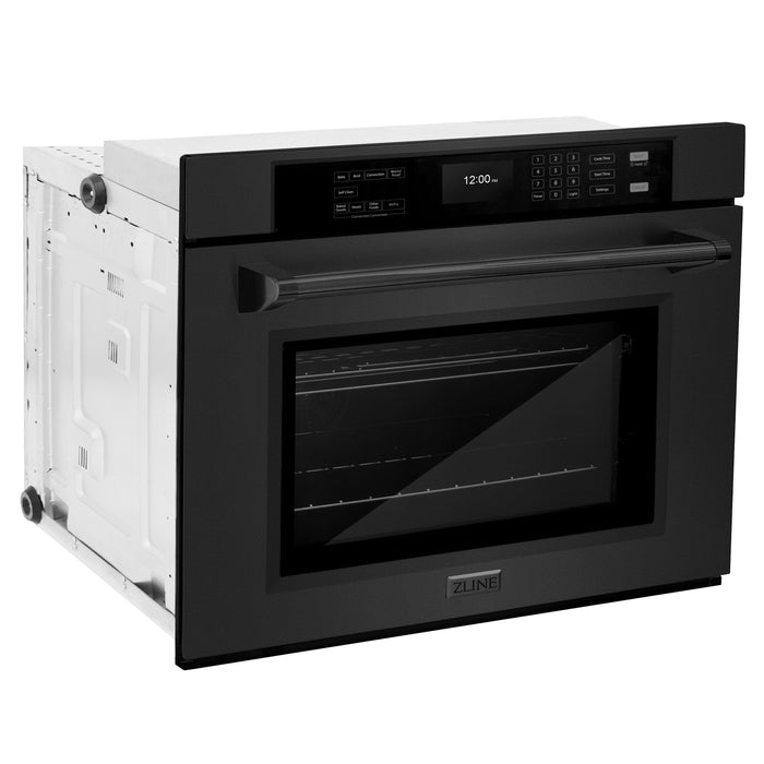 ZLINE 30" Professional Single Wall Oven with Air Fry and Self-Clean in Black Stainless Steel, WASB-30