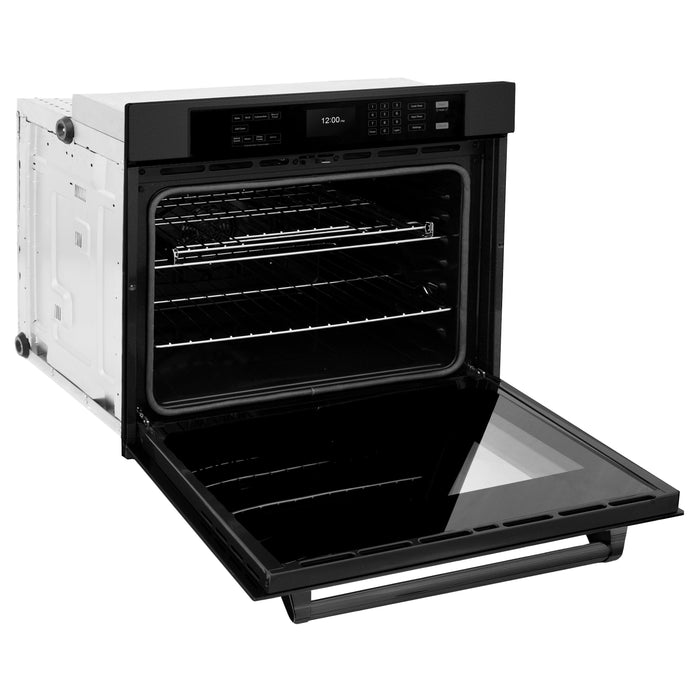 ZLINE 30" Professional Single Wall Oven with Air Fry and Self-Clean in Black Stainless Steel, WASB-30