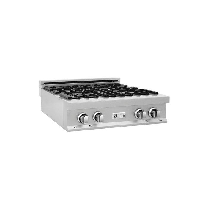 ZLINE 30 in. Porcelain Gas Rangetop in Fingerprint Resistant Stainless Steel with 4 Gas Burners (RTS-30)