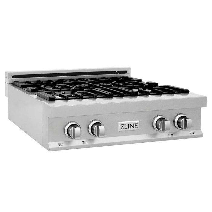 ZLINE Kitchen Package with 30 in. DuraSnow Stainless Steel Rangetop and 30 in. Convertible Range Hood (2KP-RTSRH30)