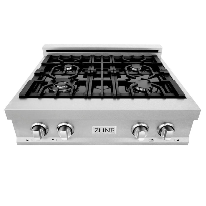 ZLINE 30 in. Porcelain Gas Rangetop in Fingerprint Resistant Stainless Steel with 4 Gas Burners (RTS-30)