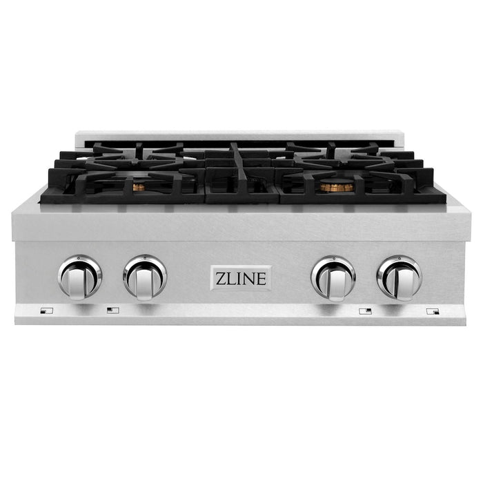 ZLINE 30 in. Porcelain Gas Rangetop in Fingerprint Resistant Stainless Steel with 4 Brass Burners (RTS-BR-30)