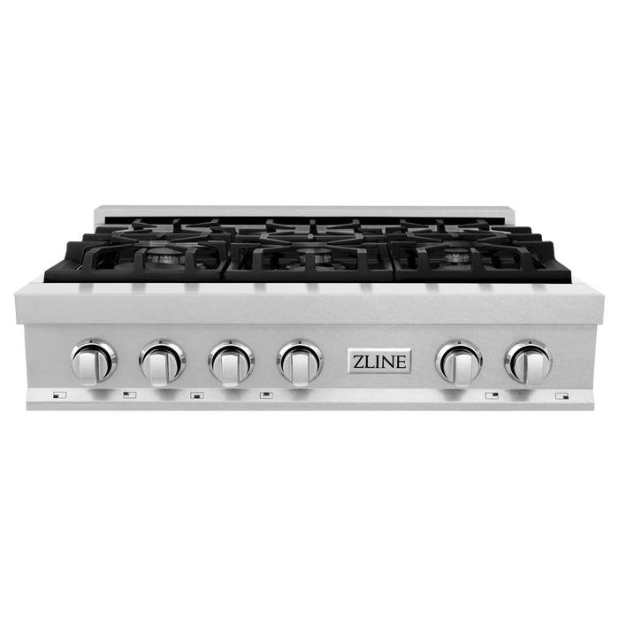 ZLINE 36 in. Rangetop in DuraSnow® Stainless Steel with 6 Gas Burners, RTS-36