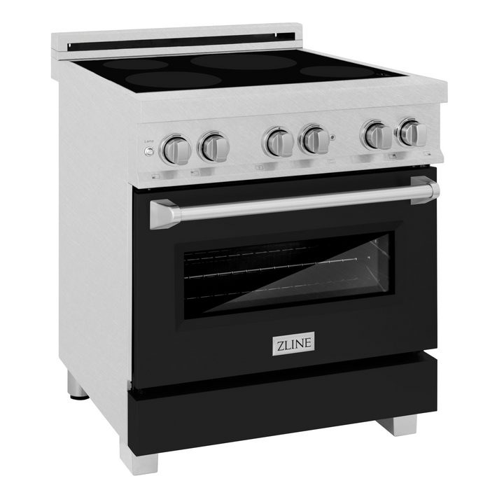 ZLINE 30" 4.0 cu. ft. Induction Range with a 4 Element Stove and Electric Oven in Durasnow and Black Matte, RAINDS-BLM-30