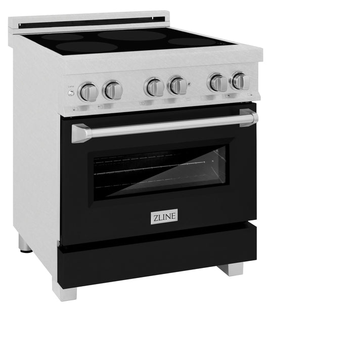 ZLINE 30" 4.0 cu. ft. Induction Range with a 4 Element Stove and Electric Oven in Durasnow and Black Matte, RAINDS-BLM-30