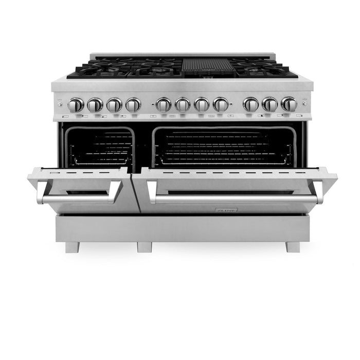 ZLINE 48 in. Kitchen Package with Fingerprint Resistant Stainless Steel Dual Fuel Range and Convertible Vent Range Hood (2KP-RASSNRH48)