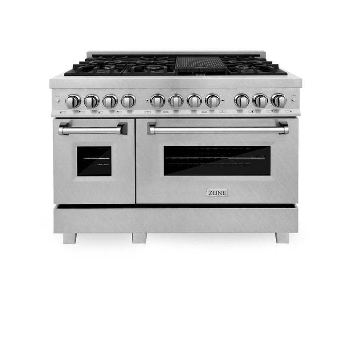 ZLINE 48 in. 6.0 cu. ft. Legacy Dual Fuel Range with 7 Burner Gas Cooktop and 2 Electric Ovens in DuraSnow® Stainless Steel (RAS-SN-48)