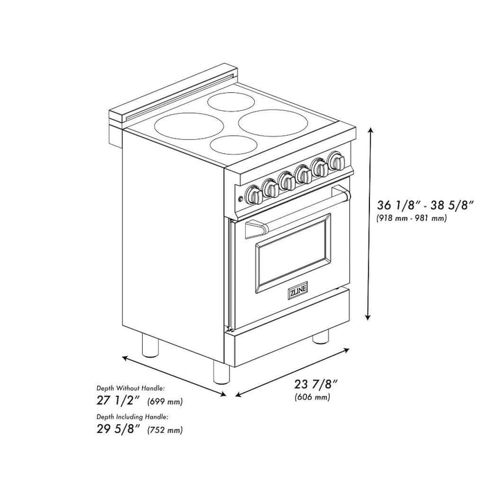 ZLINE 24 in. 2.8 cu. ft. Legacy Induction Range with 4 Element Cooktop and Electric Oven in DuraSnow® Stainless Steel (RAINDS-SN-24)