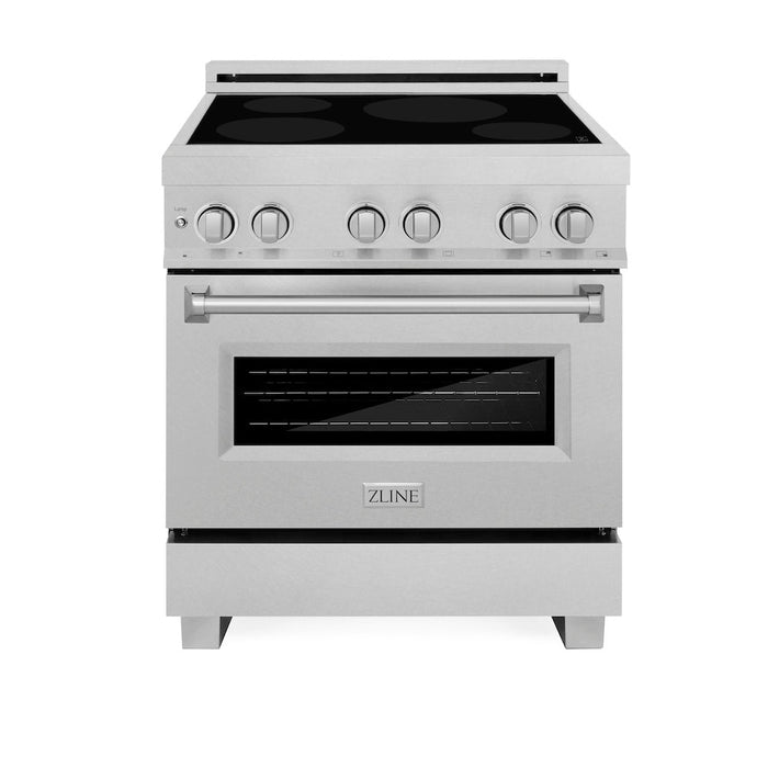 ZLINE 30 in. 4.0 cu. ft. Legacy Induction Range with 4 Element Cooktop and Electric Oven in DuraSnow® Stainless Steel (RAINDS-SN-30)