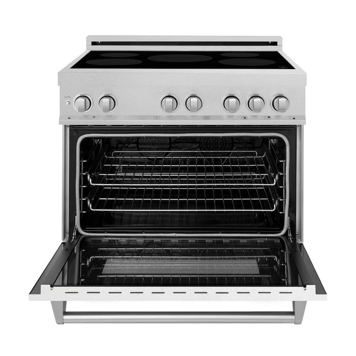 ZLINE 36 in. 4.6 cu. ft. Legacy Induction Range with 5 Element Cooktop and Electric Oven in DuraSnow® Stainless Steel (RAINDS-SN-36)