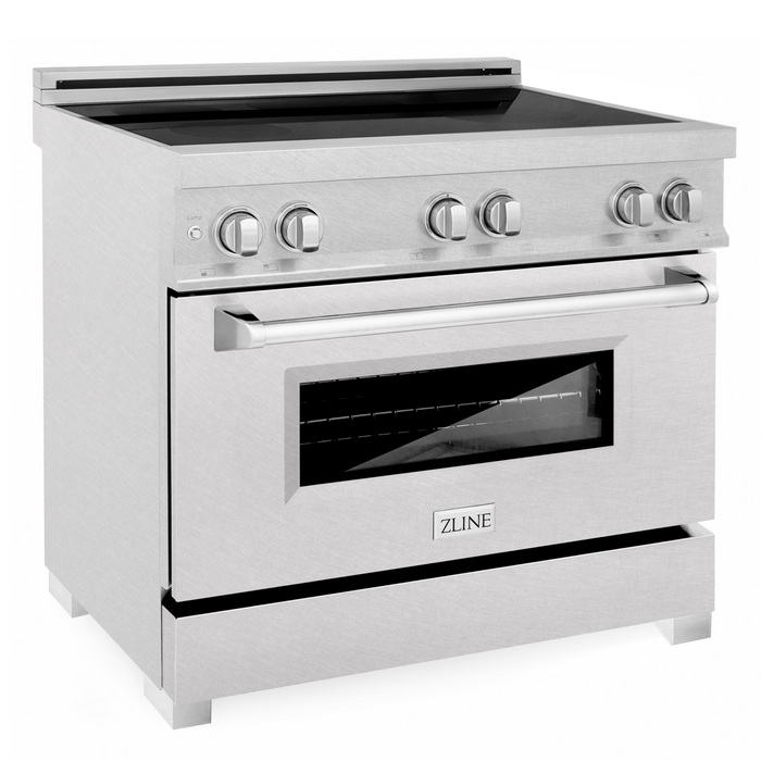 ZLINE 36" 4.6 cu. ft. Induction Range with a 5 Element Stove and Electric Oven in Durasnow Stainless Steel, RAINDS-SN-36