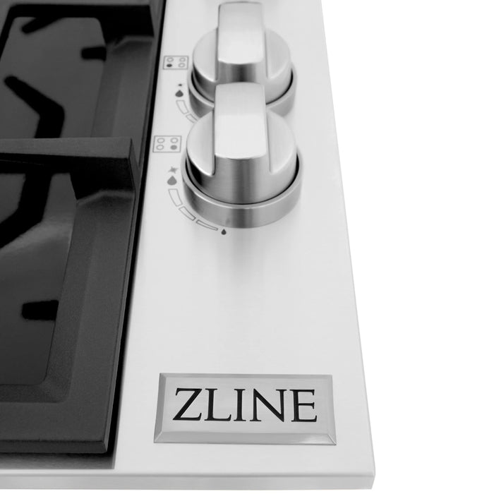 ZLINE 30 in. Dropin Cooktop with 4 Gas Brass Burners and Black Porcelain Top, RC-BR-30-PBT