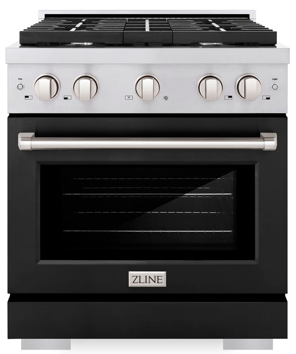 ZLINE 30" 4.2 cu. ft. Paramount Dual Fuel Range with 4 Burners in Stainless Steel with Black Matte Door, SDR-BLM-30