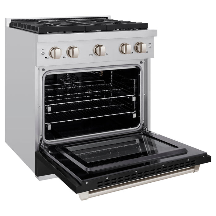 ZLINE Paramount 30" 4.2 cu. ft. Gas Range with Convection Oven in Stainless Steel with Black Matte Door, SGR-BLM-30