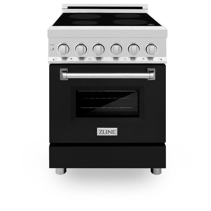 ZLINE 24 in. 2.8 cu. ft. Legacy Induction Range with 4 Element Cooktop and Electric Oven in Stainless Steel and Black Matte Door (RAIND-BLM-24)