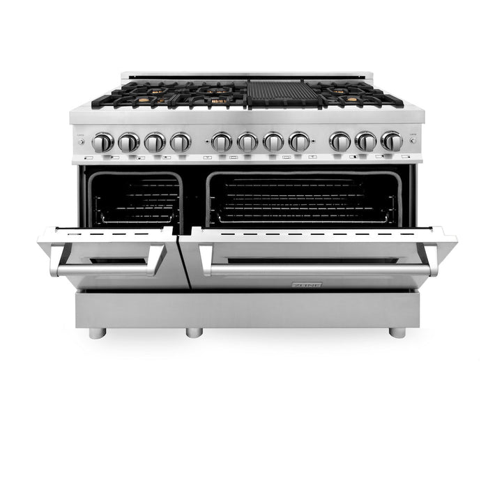 ZLINE 48 in. 6.0 cu. ft. Legacy Dual Fuel Range with Gas Cooktop and 2 Electric Ovens in Stainless Steel with 6 Brass Burners (RA-BR-48)