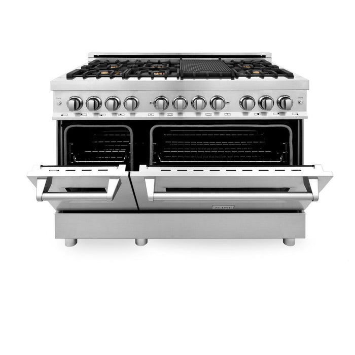 ZLINE 48 in. 6.0 cu. ft. Legacy Dual Fuel Range with Gas Cooktop and 2 Electric Ovens in Stainless Steel with Brass Burners (RA-BR-48)