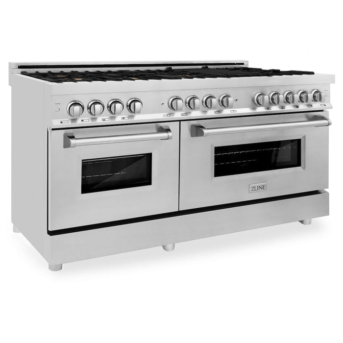 ZLINE 60 in. 7.4 cu. ft. Legacy Dual Fuel Range with Gas Cooktop and 2 Electric Convection Ovens in Stainless Steel with 8 Brass Burners (RA-BR-60)