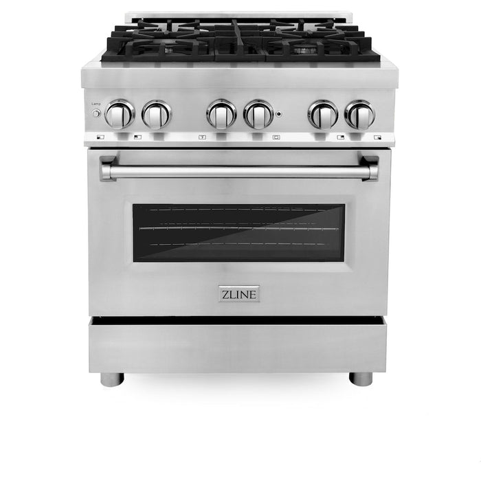 ZLINE 30 in. 4.0 cu. ft. Legacy Dual Fuel Range with 4 Burner Gas Cooktop and Electric Convection Oven in Stainless Steel (RA30)