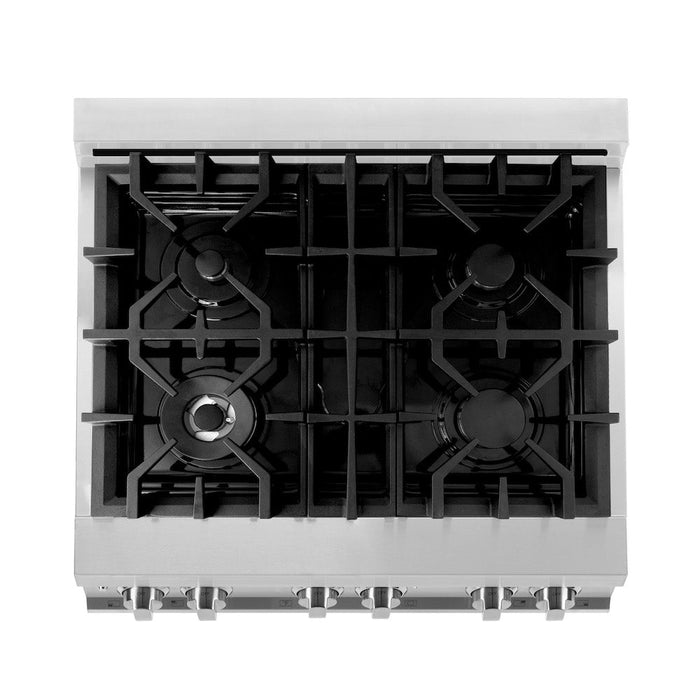 ZLINE 30 in. 4.0 cu. ft. Legacy Dual Fuel Range with 4 Burner Gas Cooktop and Electric Convection Oven in Stainless Steel (RA30)