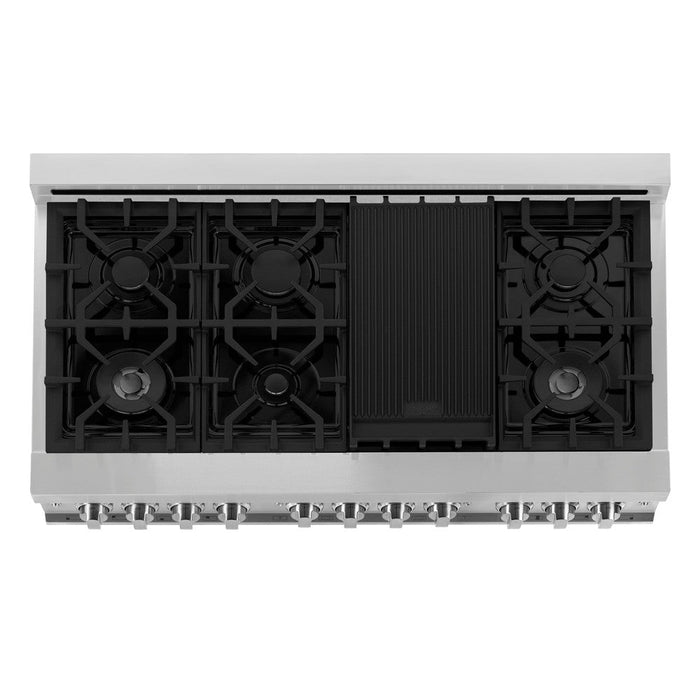 ZLINE 48 in. Kitchen Package with Stainless Steel Dual Fuel Range, Convertible Vent Range Hood and Dishwasher (3KP-RARH48-DW)