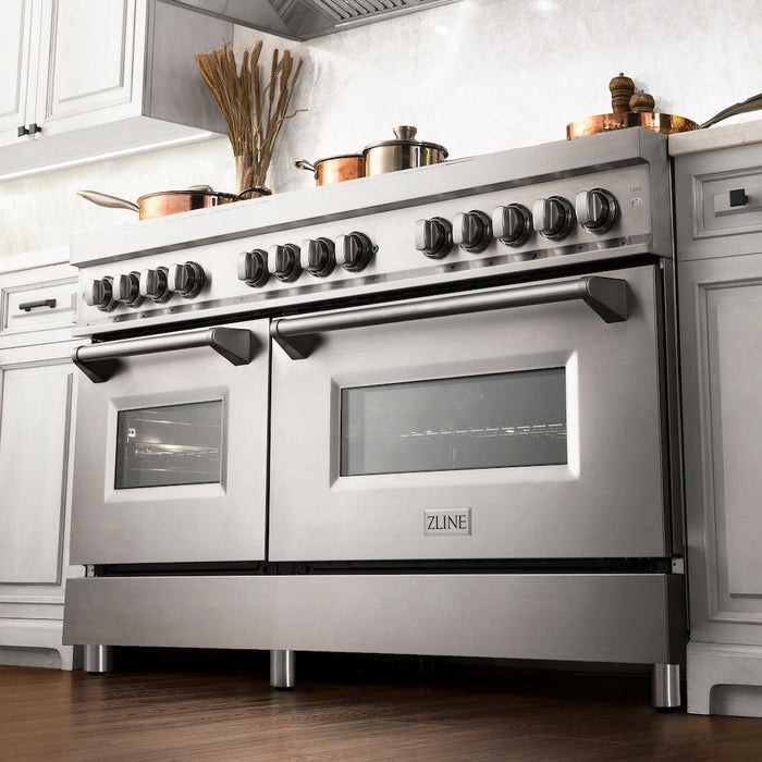 ZLINE 60 in. 7.4 cu. ft. Legacy Dual Fuel Range with 9 Burner Gas Cooktop and 2 Electric Convection Ovens in Stainless Steel (RA60)