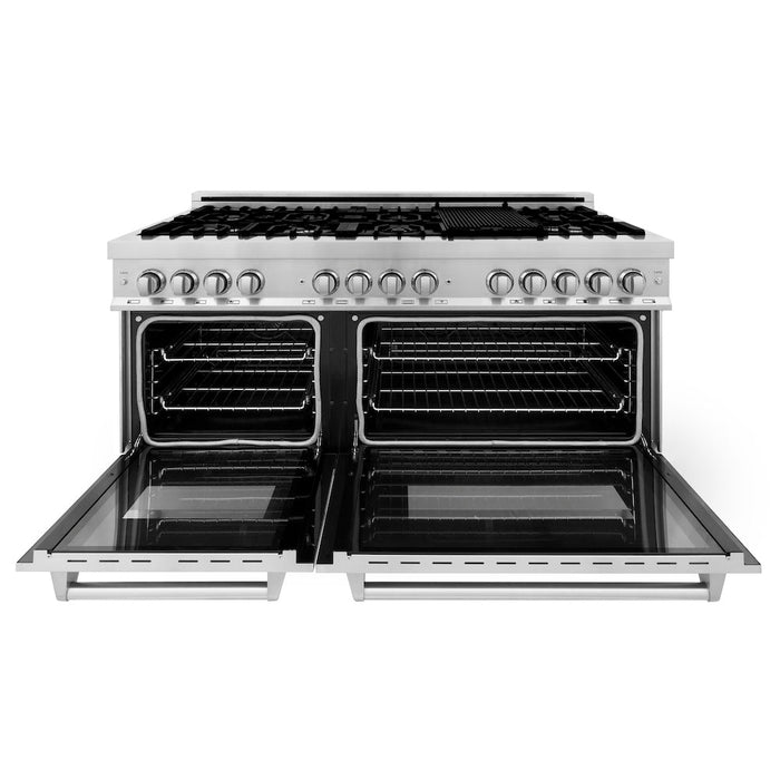 ZLINE 60 in. 7.4 cu. ft. Legacy Dual Fuel Range with 9 Burner Gas Cooktop and 2 Electric Convection Ovens in Stainless Steel (RA60)