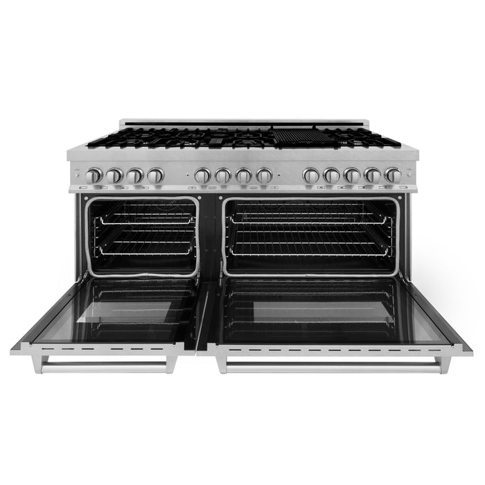 ZLINE 60 in. Professional Gas Burner and 7.6 cu. ft. Electric Oven in DuraSnow® Stainless, RAS-SN-60