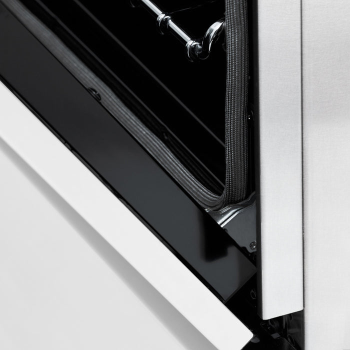 ZLINE Autograph 36" Dual Fuel Range in DuraSnow® Stainless Steel, White Matte Door, Bronze Accent