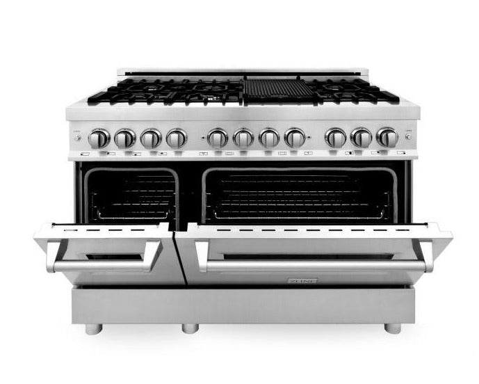 ZLINE Appliance Package - 48 in. Dual Fuel Range, Range Hood, 3 Rack Dishwasher, Refrigerator, 4KPR-RARH48-DWV