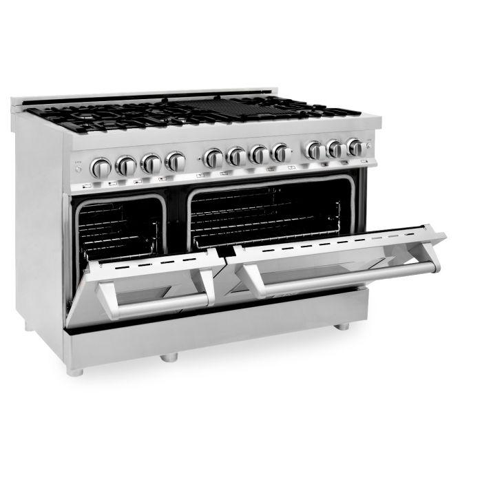 ZLINE Appliance Package - 48 in. Dual Fuel Range, 48 in. Range Hood, 2KP-RARH48