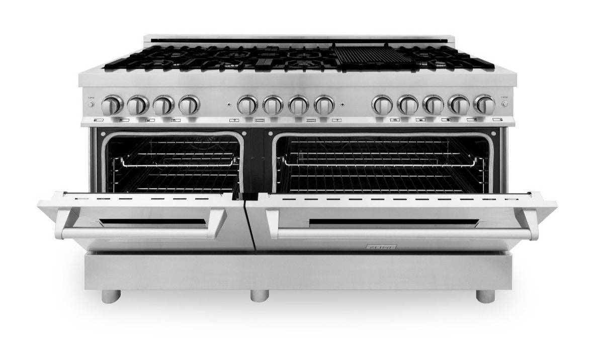 ZLINE 60 in. Professional Gas Burner and 7.4 cu. ft. Electric Oven in Stainless Steel, RA60