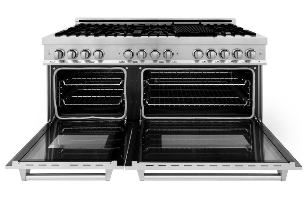 ZLINE 60 in. Professional Gas Burner and 7.4 cu. ft. Electric Oven in Stainless Steel, RA60