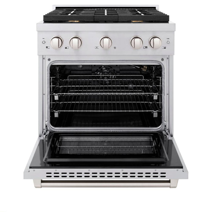 ZLINE 30" 4.2 cu. ft. Paramount Dual Fuel Range in Stainless Steel with 4 Brass Burners, SDR-BR-30