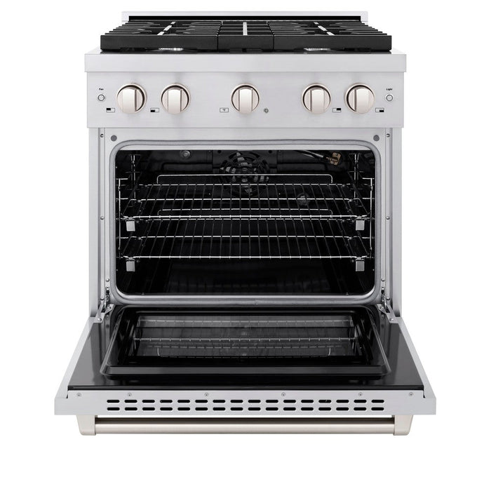 ZLINE 30" 4.2 cu. ft. Paramount Dual Fuel Range with 4 Burners in Stainless Steel, SDR30