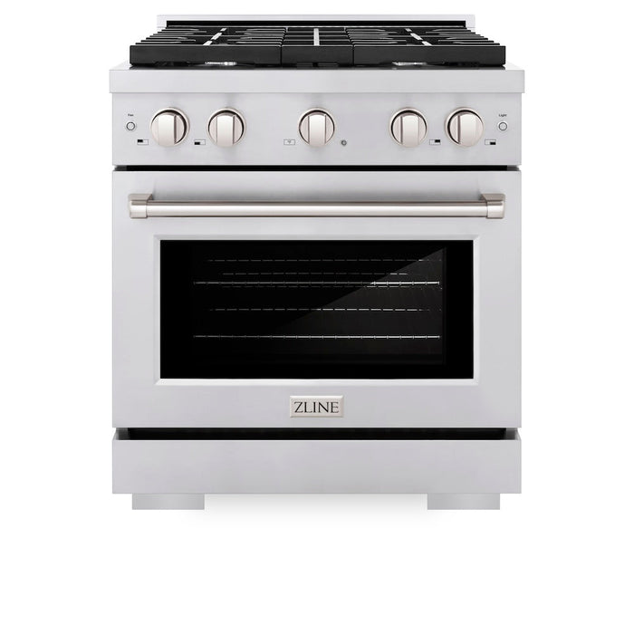 ZLINE 30 in. 4.2 cu. ft. Paramount Dual Fuel Range with 4 Burner Gas Cooktop and Electric Convection Oven in Stainless Steel (SDR30)